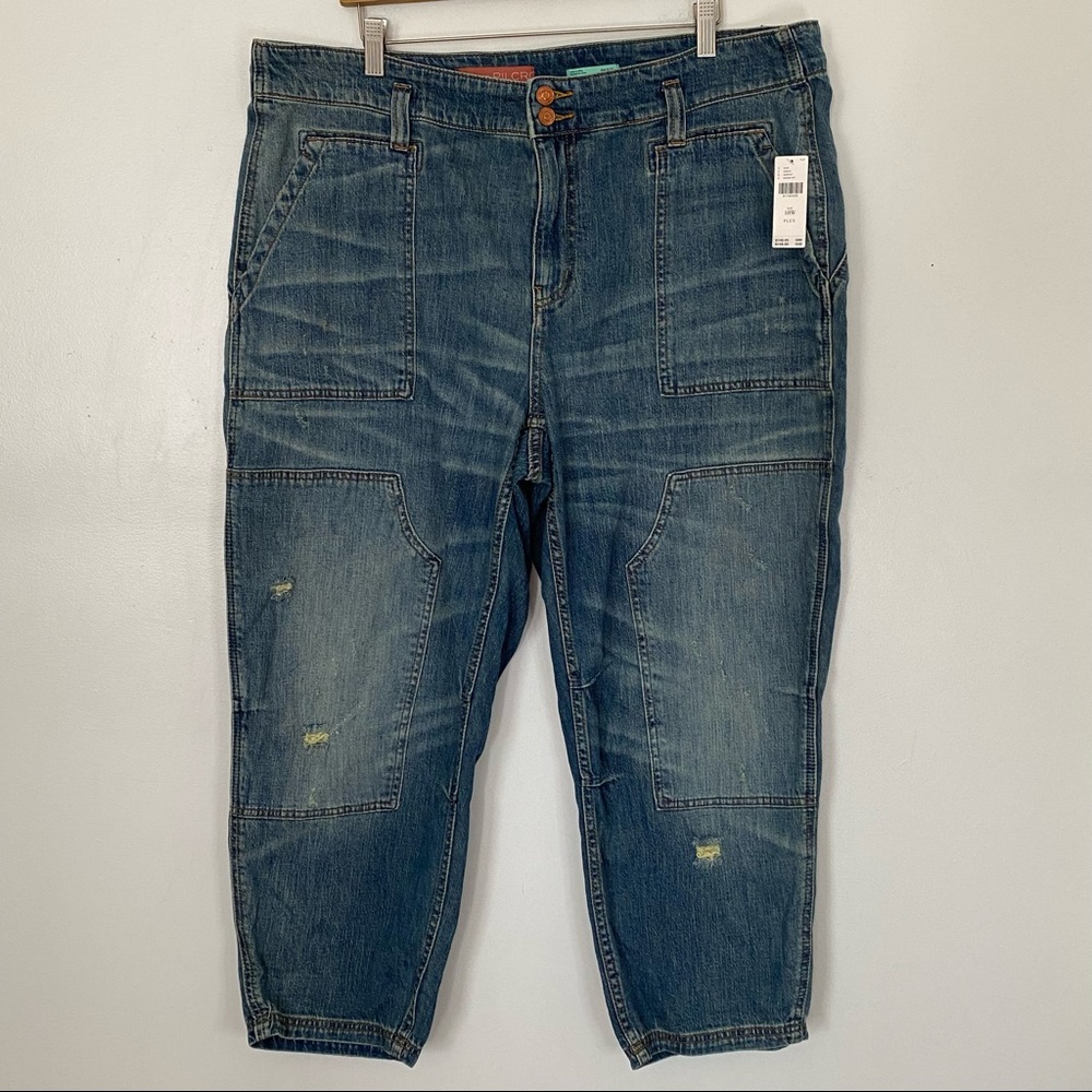 Pilcro The Wanderer Jeans Anthropologie A+ plus size 18w boho patchwork blue - Picture 2 of 12